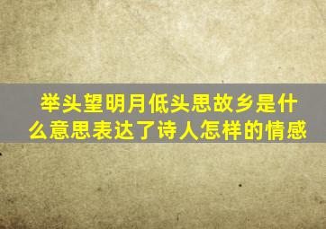 举头望明月低头思故乡是什么意思表达了诗人怎样的情感