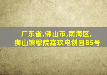 广东省,佛山市,南海区,狮山镇穆院鑫玖电创园B5号