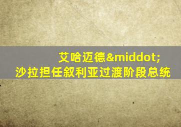 艾哈迈德·沙拉担任叙利亚过渡阶段总统